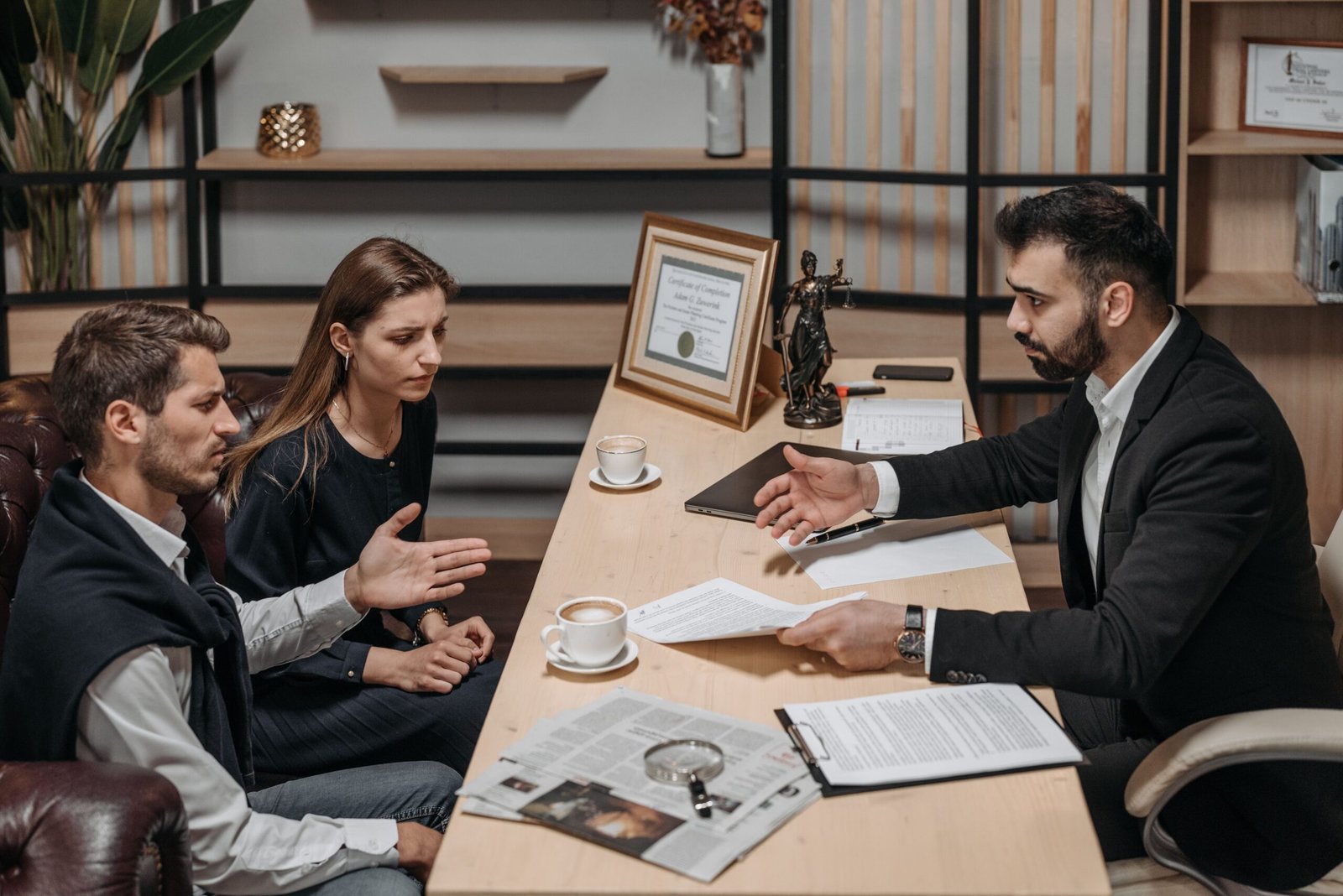 lawyer with clients